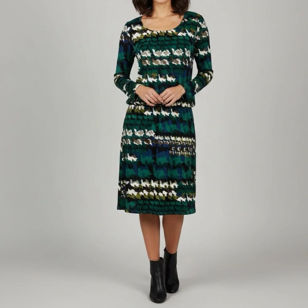 TIANA B. Geo Print Long Sleeve Knit Dress Size 16